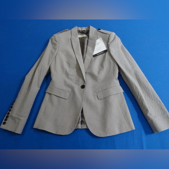 Burberry London Women’s Pin Striped Pant Suit Pale Flint Blue Sz 8 Cotton NWT - Picture 7 of 16